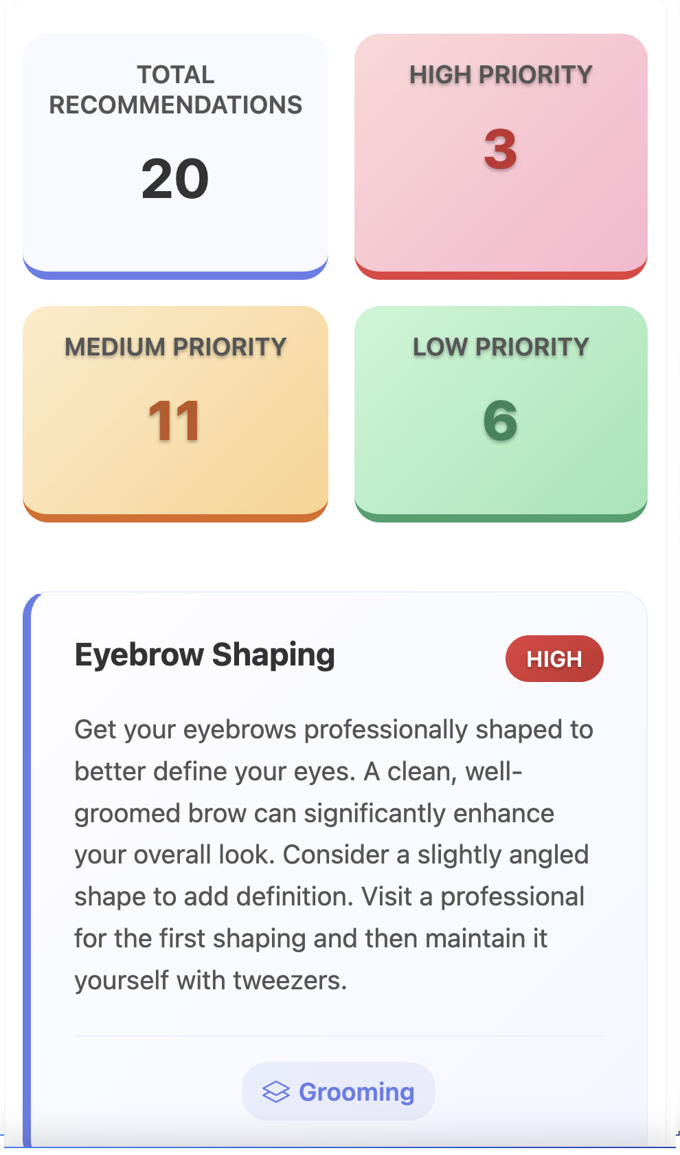 Attractiveness AI PRO screenshot showcasing personalized improvement tips