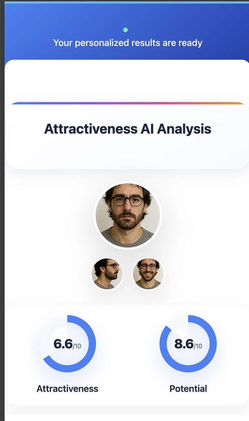 Attractiveness AI PRO screenshot showing advanced features